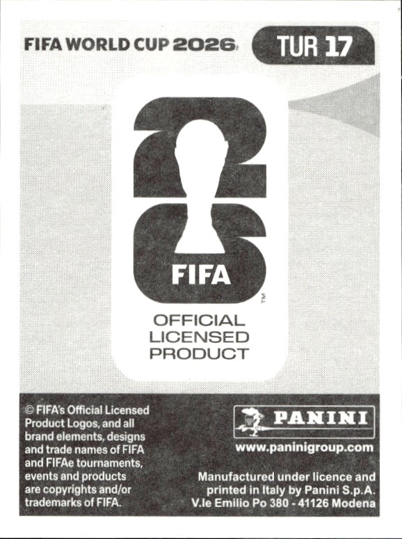 2026 Panini FIFA World Cup Can Uzun #TUR 17 soccer trading card back