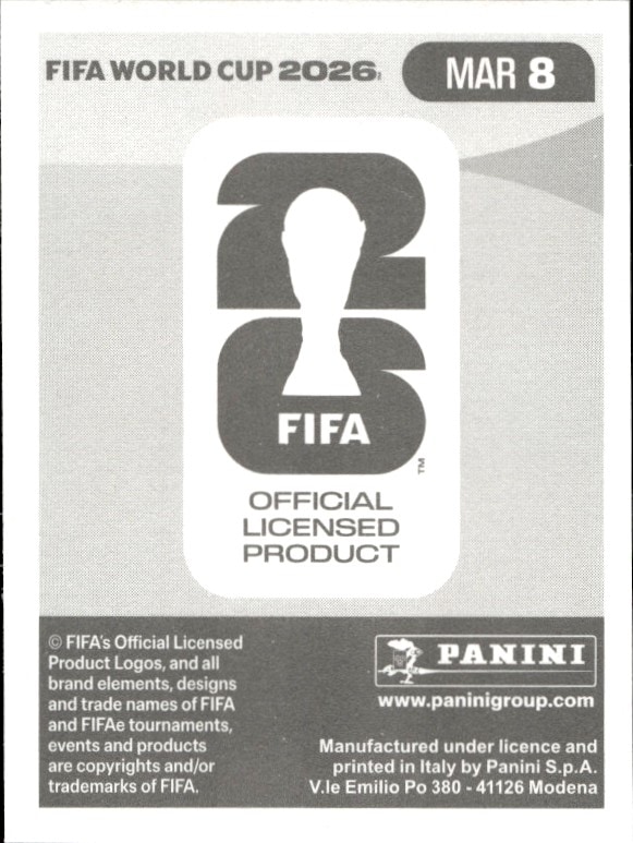 2026 Panini FIFA World Cup Jawad El Yamiq #MAR 8 soccer trading card back