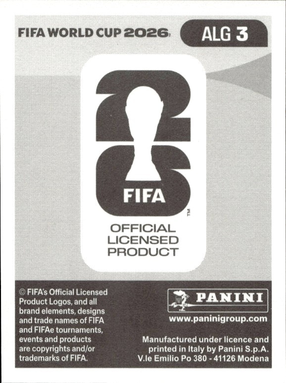 2026 Panini Fifa World Cup Ramvy Bensebaini #ALG 3 soccer trading card back