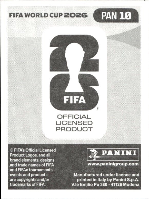 2026 Panini Fifa World Cup Cristian Martínez #PAN 10 soccer trading card back