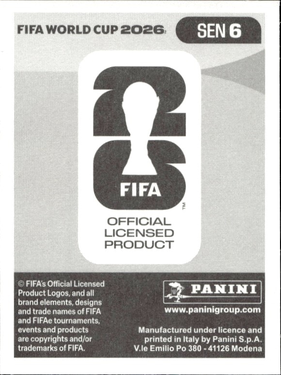 2026 Panini Fifa World Cup Ismail Jakobs #SEN 6 soccer trading card back