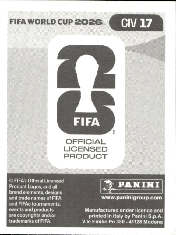 2026 Panini Fifa World Cup Simon Adingra #CIV 17 soccer trading card back