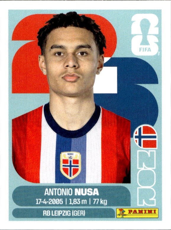 2026 Panini FIFA World Cup Antonio Nusa #NOR 19 trading card