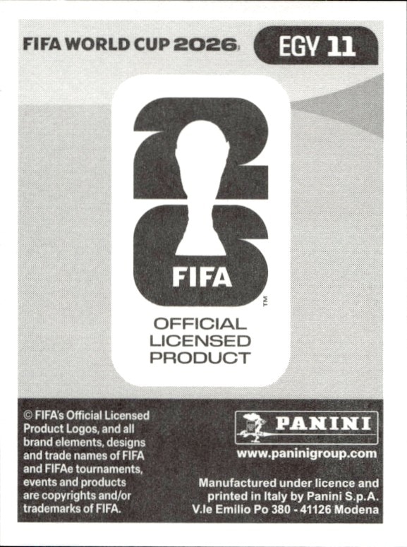 2026 Panini Fifa World Cup Zizo #EGY 11 soccer trading card back
