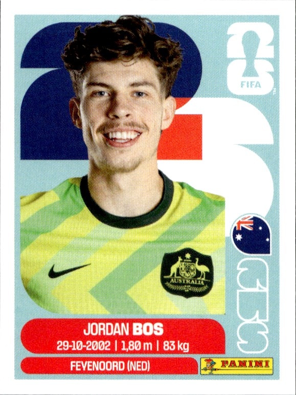 2026 Panini FIFA World Cup Jordan Bos #AUS 6 trading card