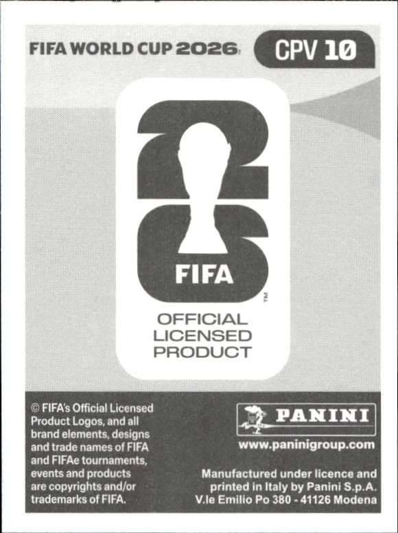 2026 Panini Fifa World Cup Kevin Pina #CPV 10 soccer trading card back