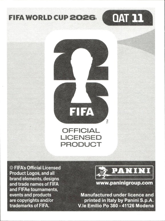 2026 Panini Fifa World Cup Assim Madibo #QAT 11 soccer trading card back