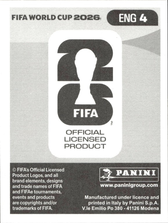 2026 Panini Fifa World Cup Marc Guéhi #ENG 4 soccer trading card back