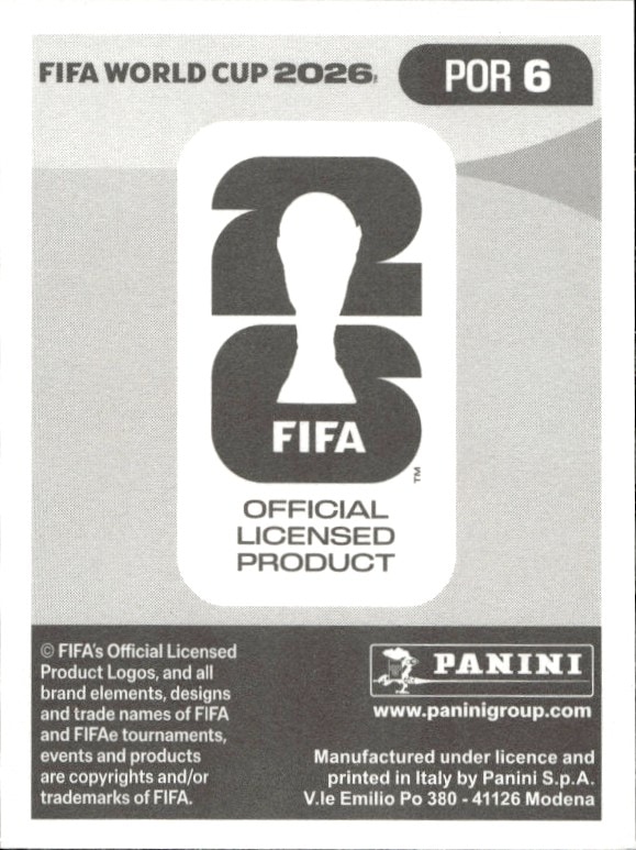 2026 Panini Fifa World Cup Diogo Dalot #POR 6 soccer trading card back