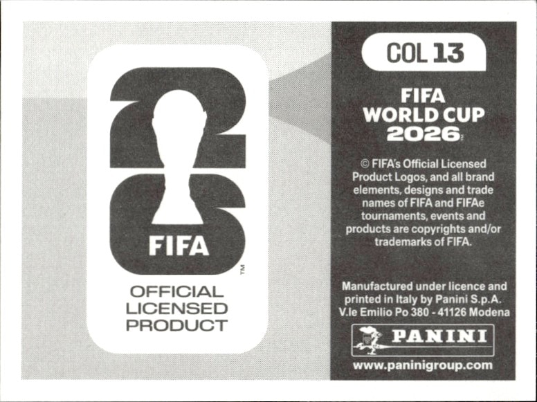 2026 Panini Fifa World Cup Colombia #COL 13 soccer trading card back