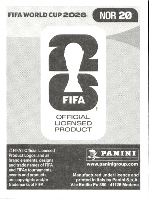 2026 Panini Fifa World Cup Oscar Bobb #NOR 20 soccer trading card back