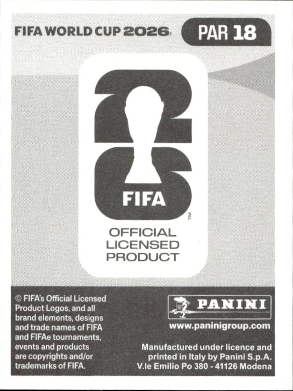 2026 Panini Fifa World Cup Ramón Sosa #PAR 18 soccer trading card back