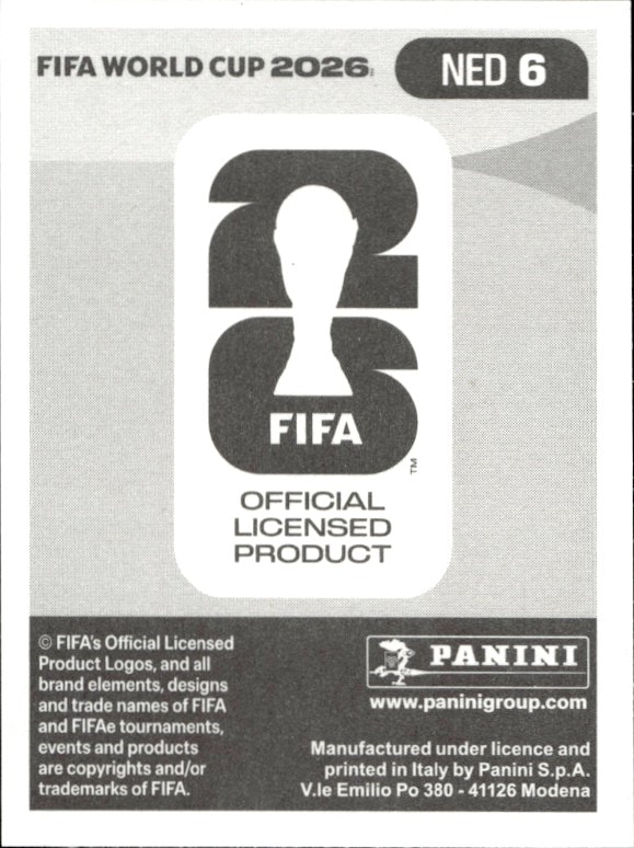 2026 Panini Fifa World Cup Denzel Dumfries #NED 6 soccer trading card back