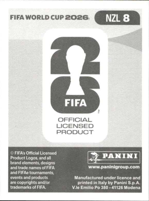 2026 Panini Fifa World Cup Francis de Vries #NZL 8 soccer trading card back