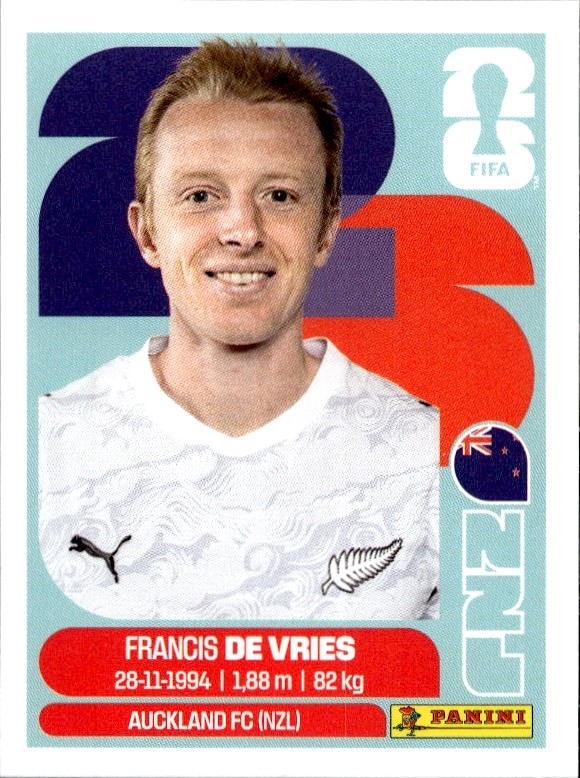 2026 Panini FIFA World Cup Francis de Vries #NZL 8 trading card