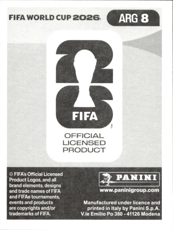 2026 Panini Fifa World Cup Enzo Fernández #ARG 8 soccer trading card back