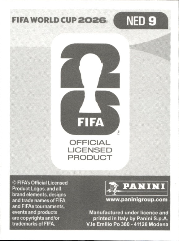 2026 Panini Fifa World Cup Jan Paul Van Hecke #NED 9 soccer trading card back