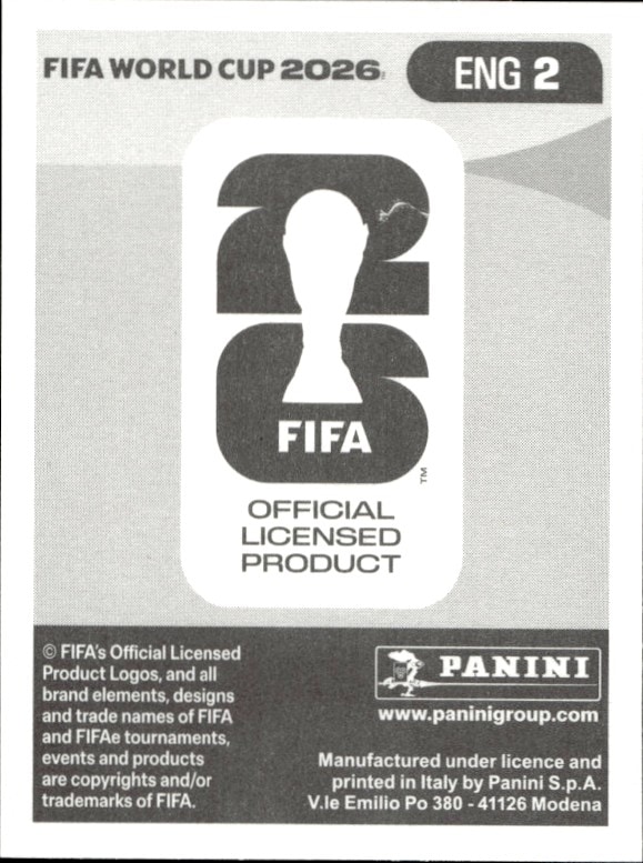2026 Panini Fifa World Cup Jordan Pickford #ENG 2 soccer trading card back