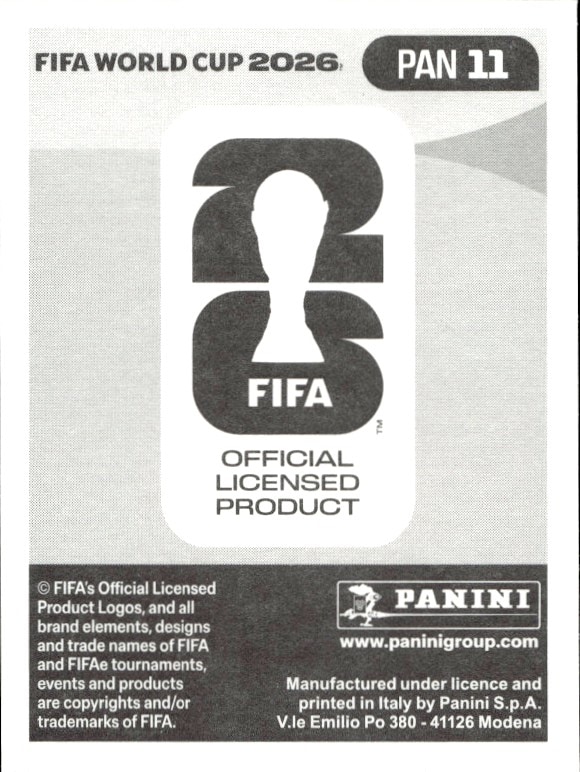 2026 Panini Fifa World Cup Aníbal Godoy #PAN 11 soccer trading card back