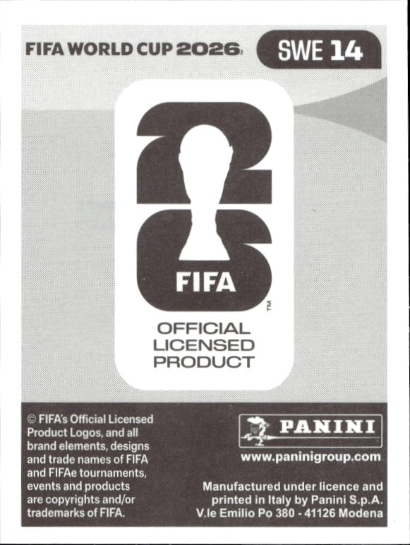 2026 Panini Fifa World Cup Daniel Svensson #SWE 14 soccer trading card back