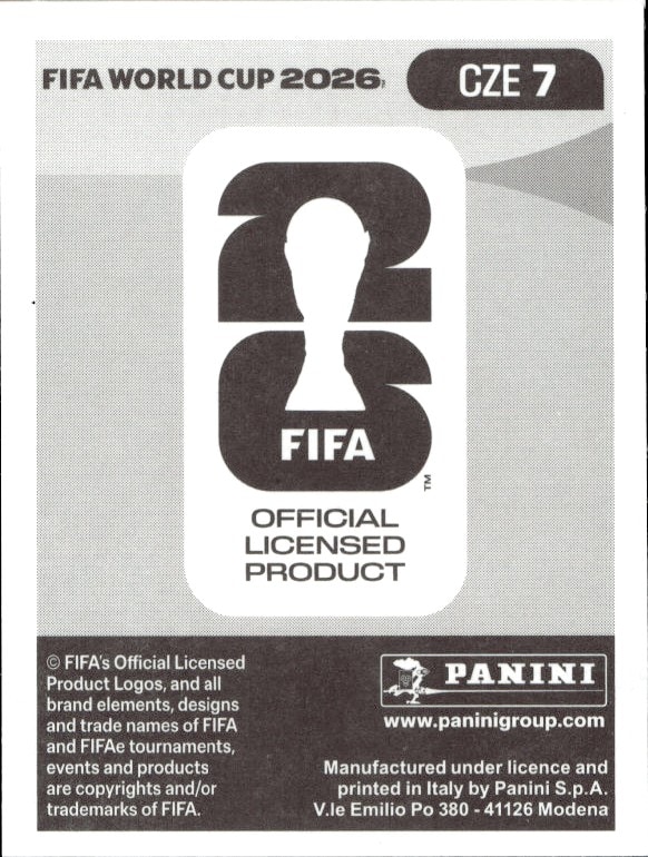 2026 Panini Fifa World Cup Tomáš Holeš #CZE 7 soccer trading card back