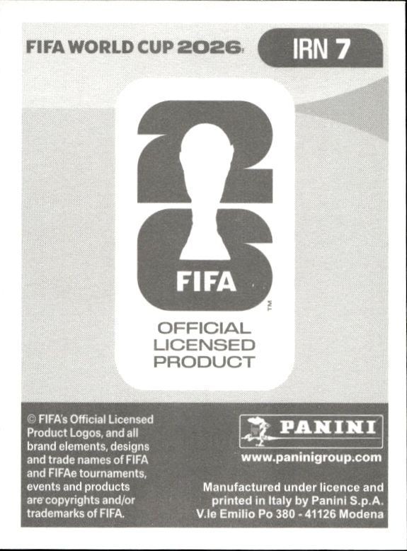 2026 Panini Fifa World Cup Ramin Rezaeian #IRN 7 soccer trading card back