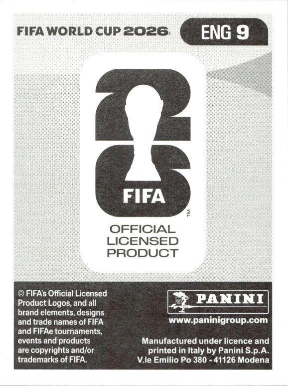 2026 Panini Fifa World Cup Jordan Henderson #ENG 9 soccer trading card back