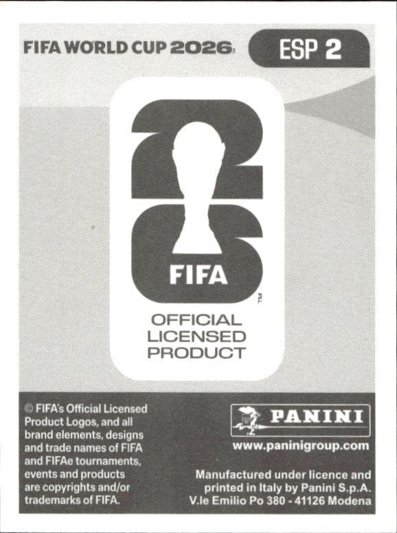 2026 Panini Fifa World Cup Unai Simón #ESP 2 soccer trading card back