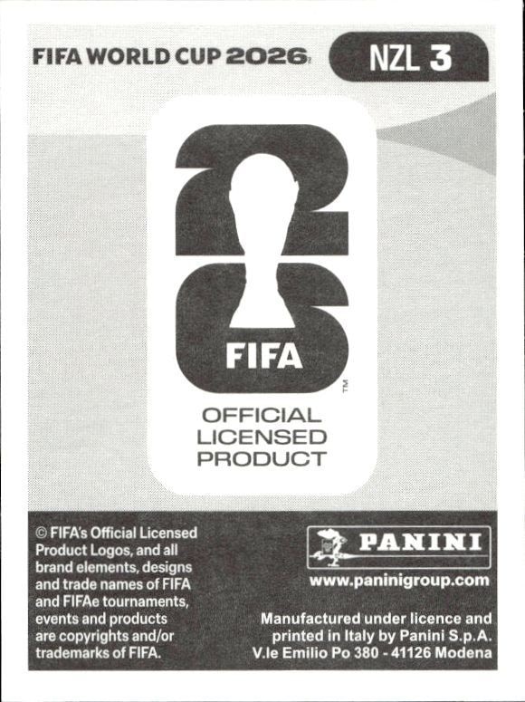 2026 Panini Fifa World Cup Alex Paulsen #NZL 3 soccer trading card back