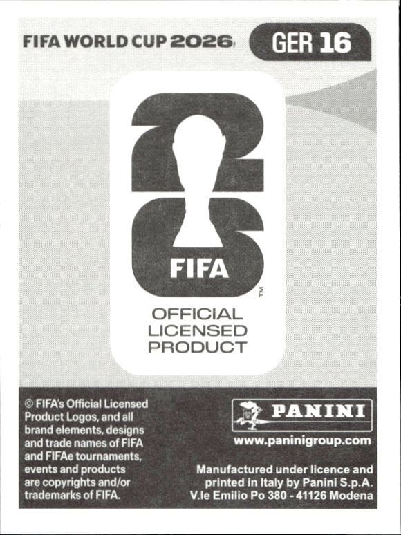 2024 Panini Fifa World Cup Serge Gnabry #GER16 soccer trading card back
