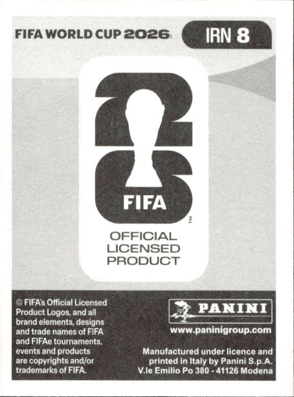 2026 Panini Fifa World Cup Hossein Kanaani #IRN 8 soccer trading card back