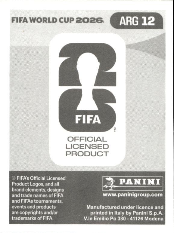 2026 Panini Fifa World Cup Leandro Paredes #ARG 12 soccer trading card back