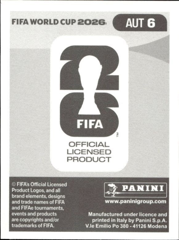 2026 Panini Fifa World Cup Philipp Lienhart #AUT 6 soccer trading card back