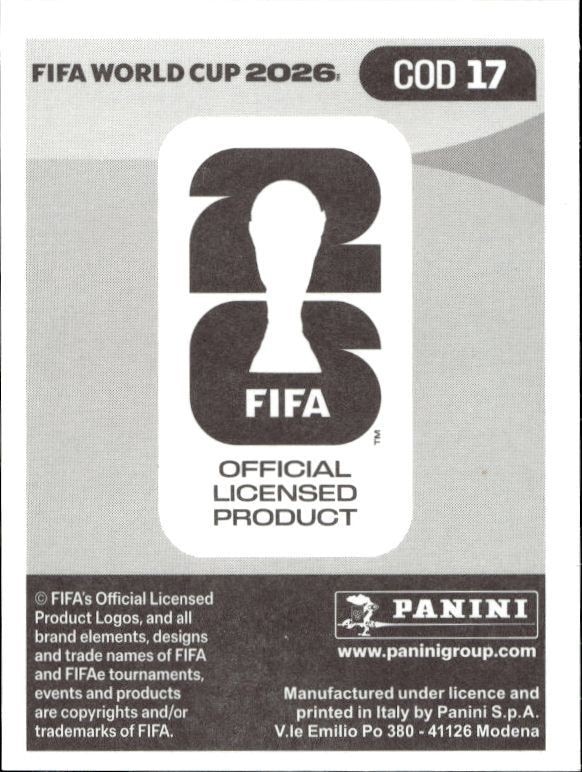 2026 Panini Fifa World Cup Brian Cipenga #COD 17 soccer trading card back