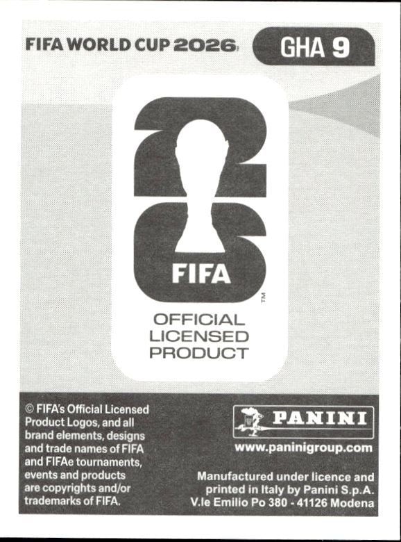 2026 Panini Fifa World Cup Abdul Issahaku Fatawu #GHA 9 soccer trading card back
