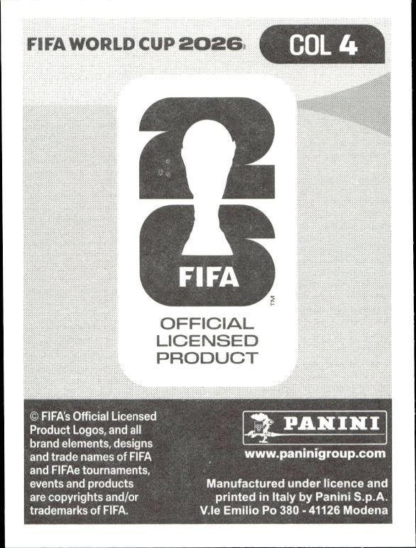 2026 Panini Fifa World Cup Dávinson Sánchez #COL 4 soccer trading card back