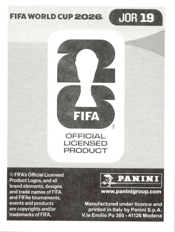 2026 Panini Fifa World Cup Mohammad Abu Zravo #JOR 19 soccer trading card back