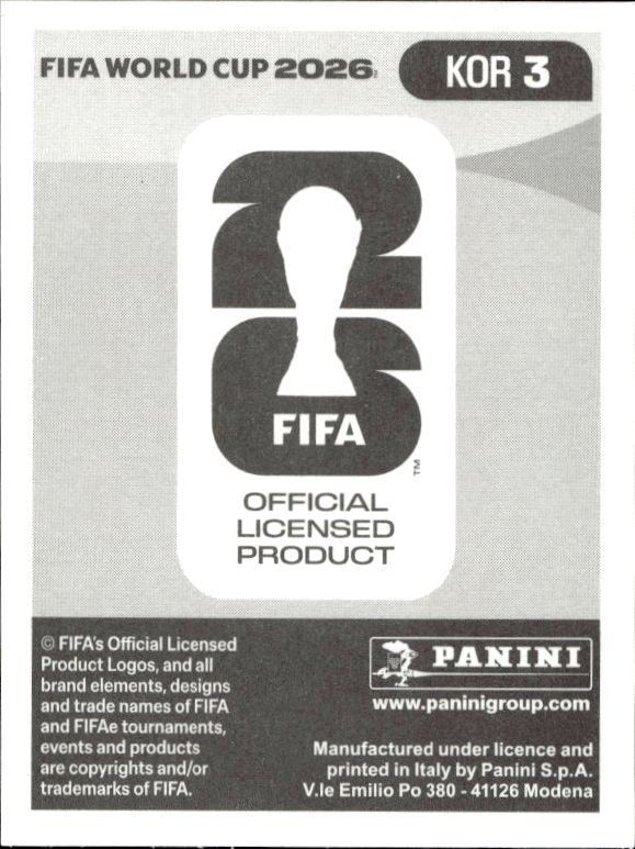 2026 Panini Fifa World Cup Seunggyu Kim #KOR 3 soccer trading card back