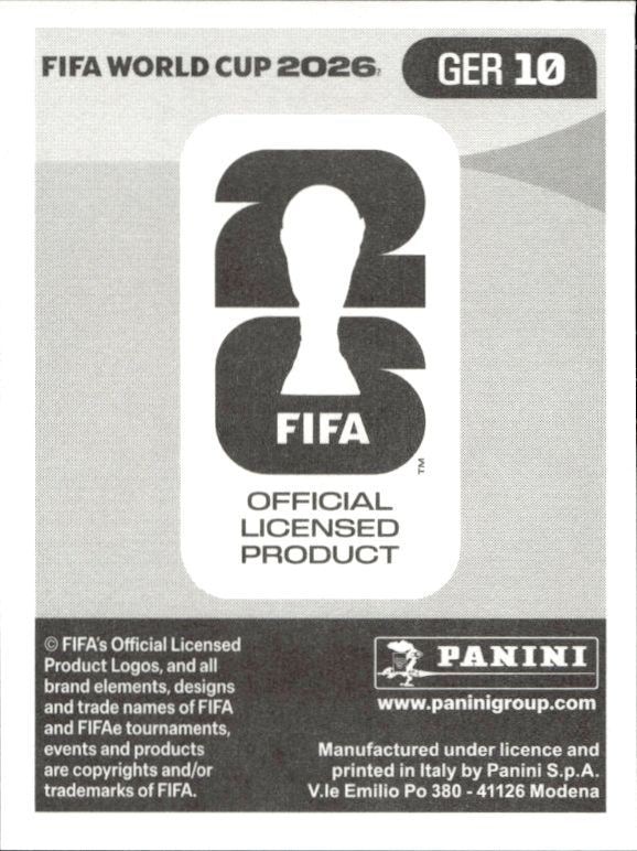 2026 Panini Fifa World Cup Joshua Kimmich #GER 10 soccer trading card back