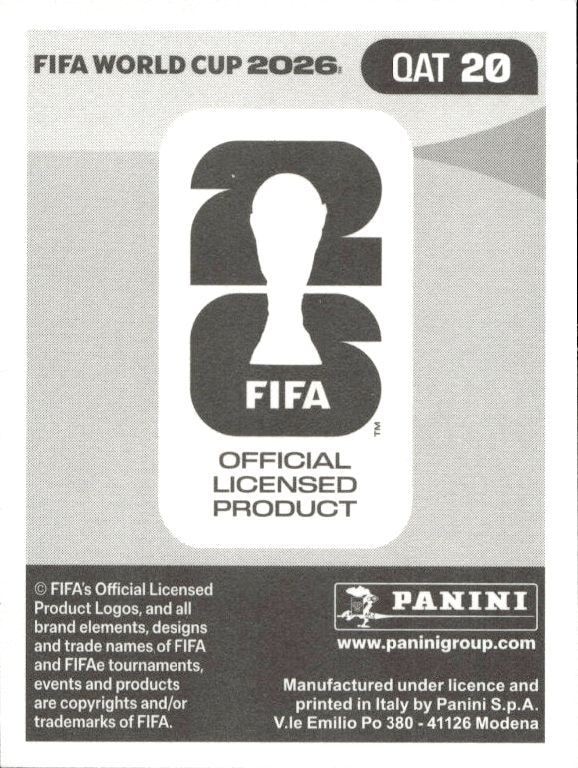 2026 Panini Fifa World Cup Almoez Ali #QAT 20 soccer trading card back
