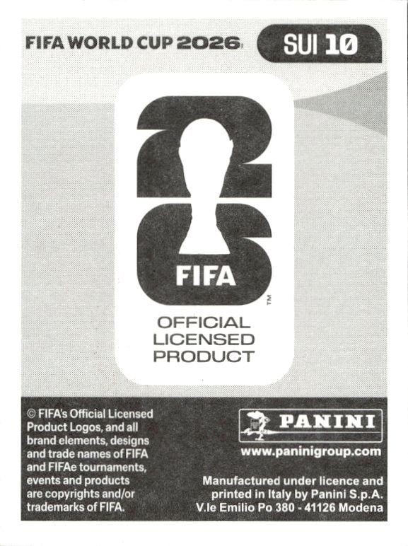 2026 Panini Fifa World Cup Denis Zakaria #SUI 10 soccer trading card back