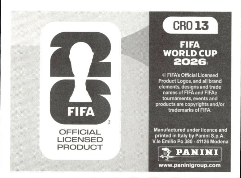 2026 Panini Fifa World Cup Croatia #CRO 13 soccer trading card back