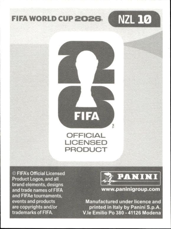 2026 Panini Fifa World Cup Joe Bell #NZL 10 soccer trading card back
