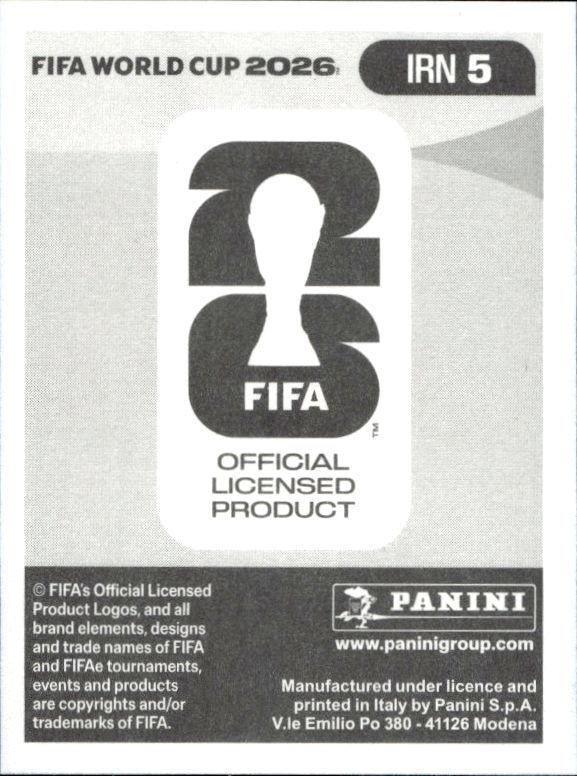 2026 Panini Fifa World Cup Milad Mohammadi #IRN 5 soccer trading card back