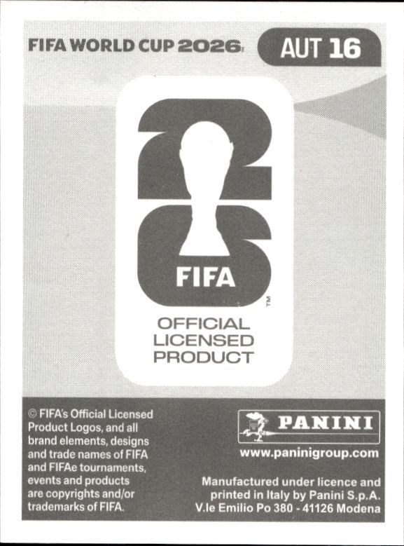 2026 Panini Fifa World Cup Romano Schmid #AUT 16 soccer trading card back