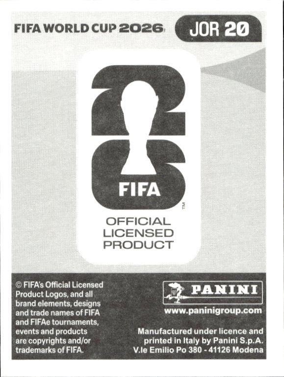 2026 Panini Fifa World Cup Ibrahim Sabra #JOR 20 soccer trading card back