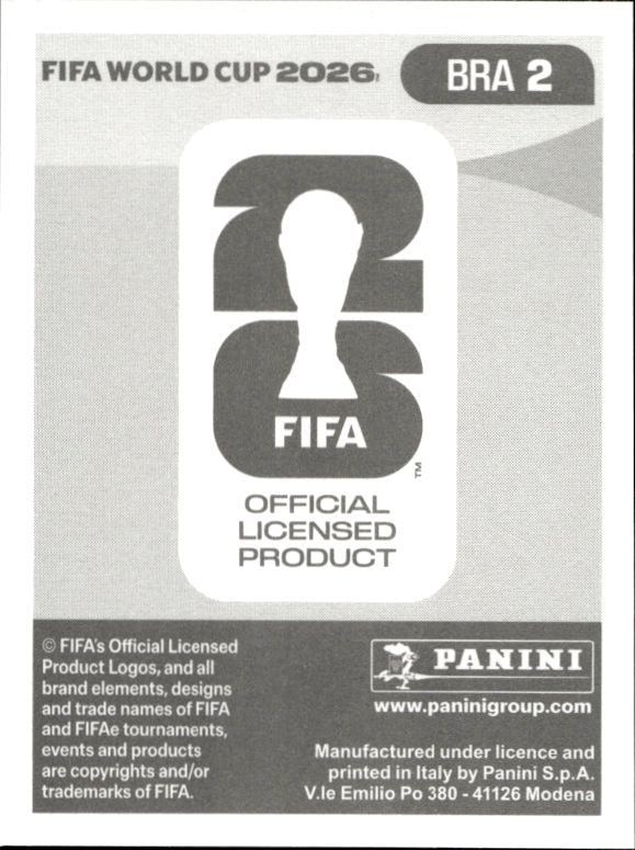 2026 Panini Fifa World Cup Alisson #BRA 2 soccer trading card back