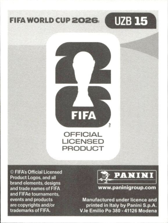 2026 Panini Fifa World Cup Khojimat Erkinov #UZB 15 soccer trading card back