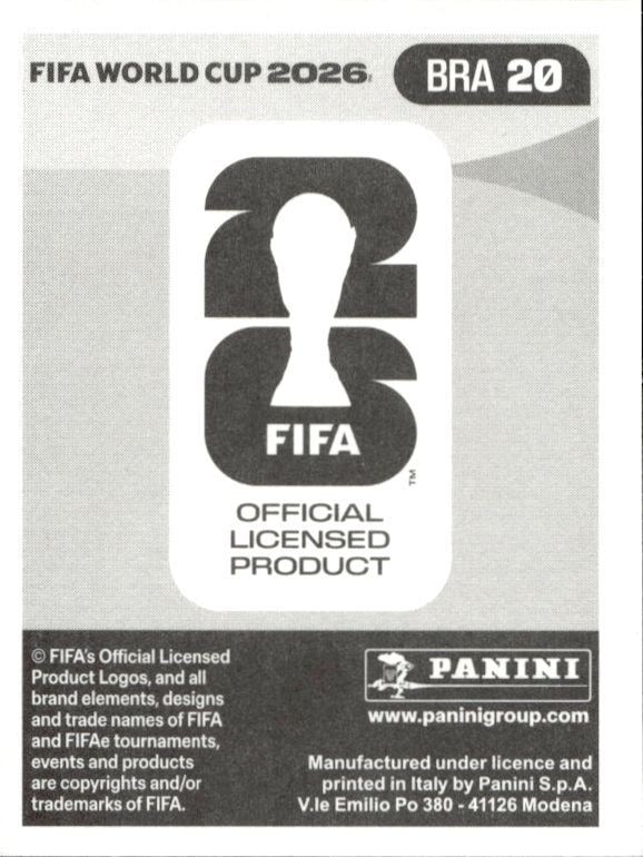2026 Panini Fifa World Cup Estêvão #BRA 20 soccer trading card back