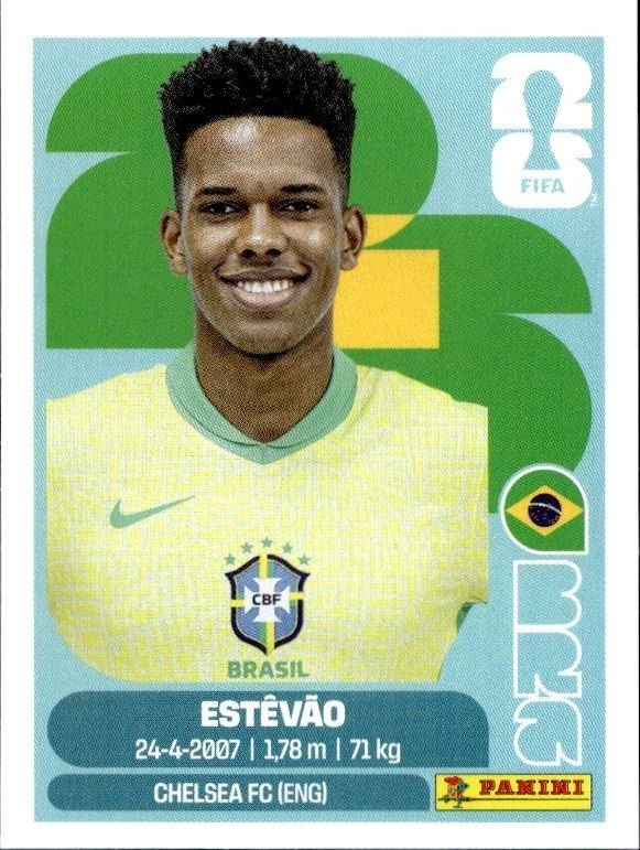 2026 Panini Fifa World Cup Estêvão #BRA 20 soccer trading card front
